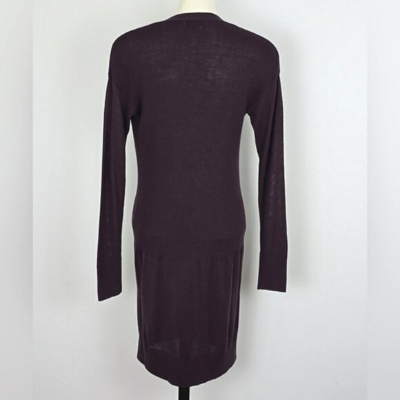Halogen Women's Purple Merino Wool Long Ribbed Knit Cardigan Button Down Size S - Picture 2 of 9